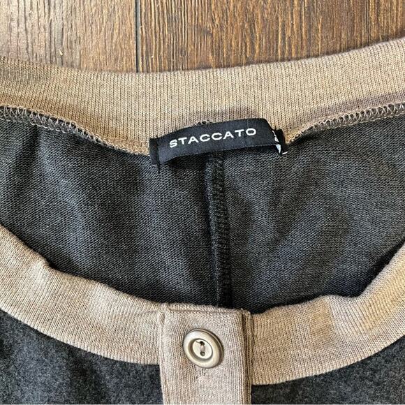Staccato Long Sleeve Color Block Top in Charcoal SZ SM - Picture 4 of 6